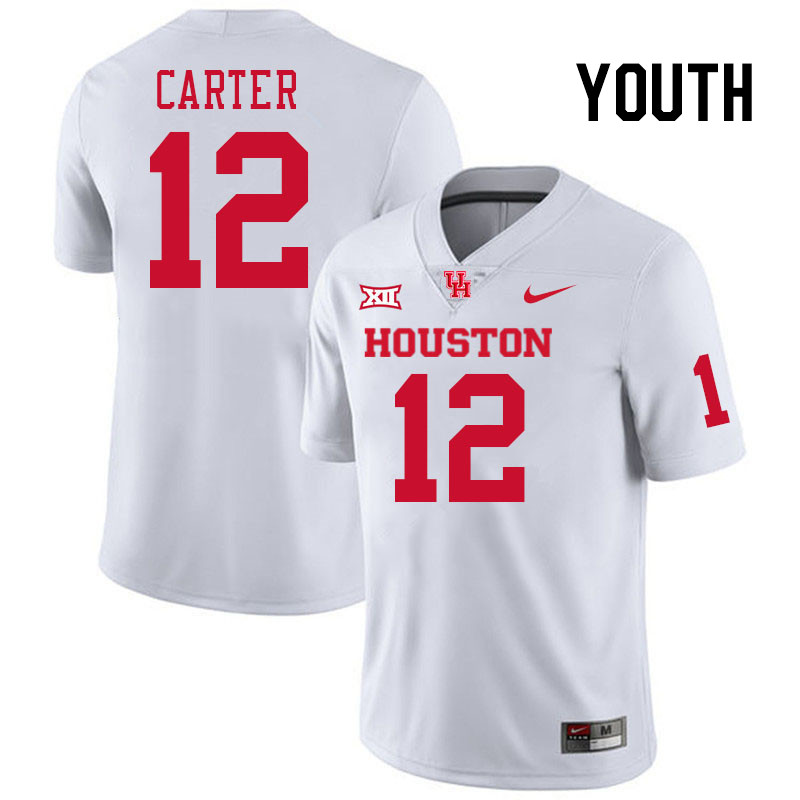 Youth #12 Ajani Carter Houston Cougars College Football Jerseys Stitched-White